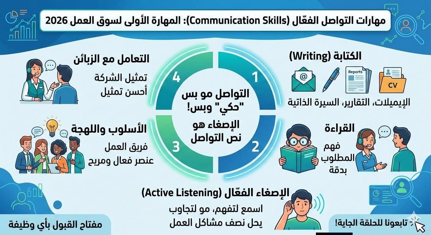 المهارة الأولى لسوق العمل 2026 “مهارات التواصل الفعّال (Communication Skills)”